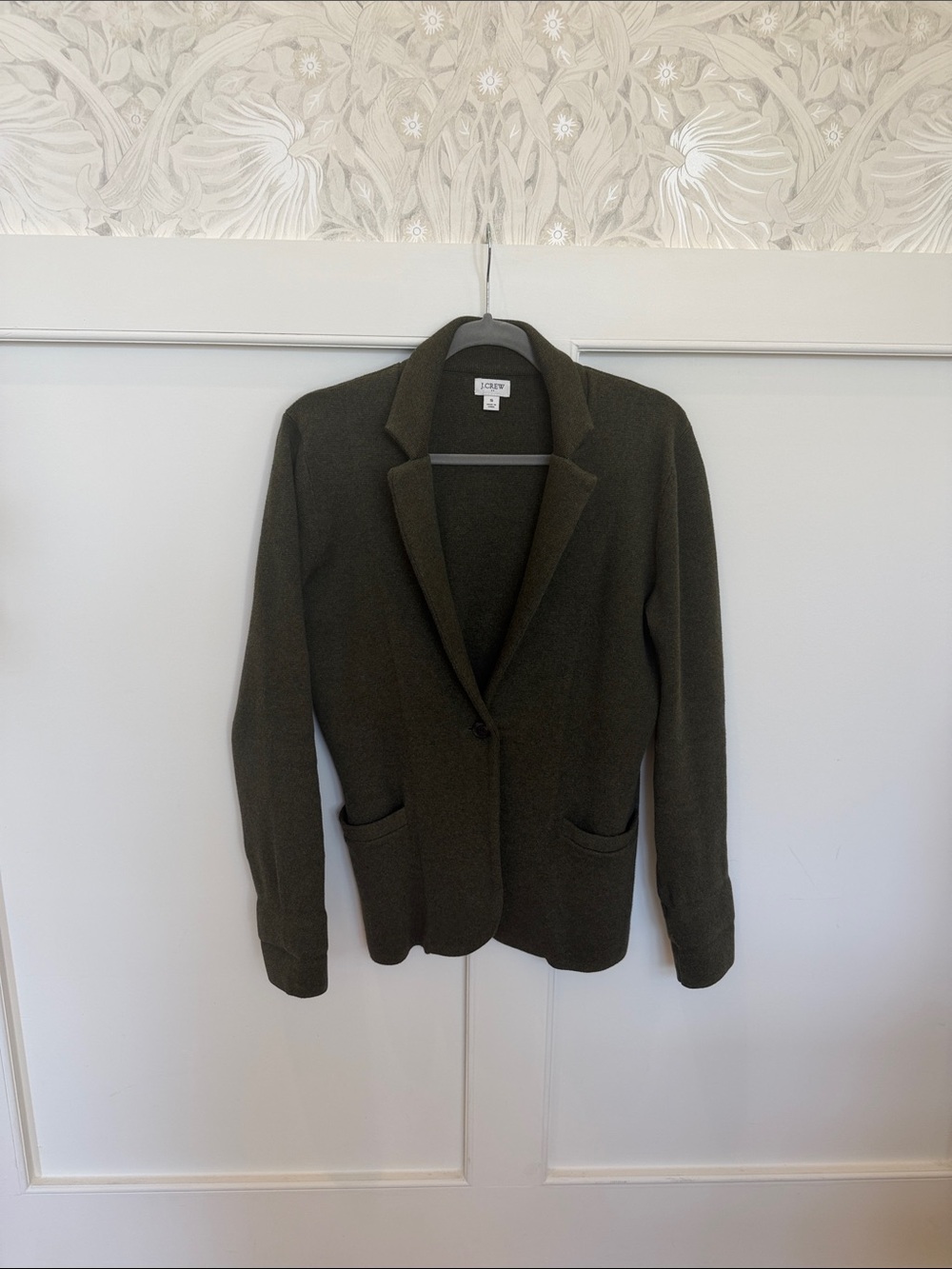 J. Crew Olive Green Knit Single-Button Blazer